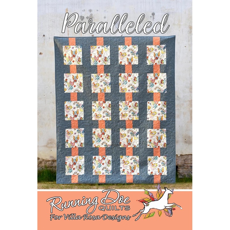 Paralleled Quilt Pattern Card by Running Doe Quilts for Villa Rosa Designs finished size 62" x 77"
