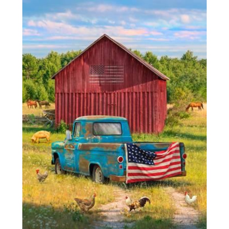 Summer Blue Truck Panel 36"