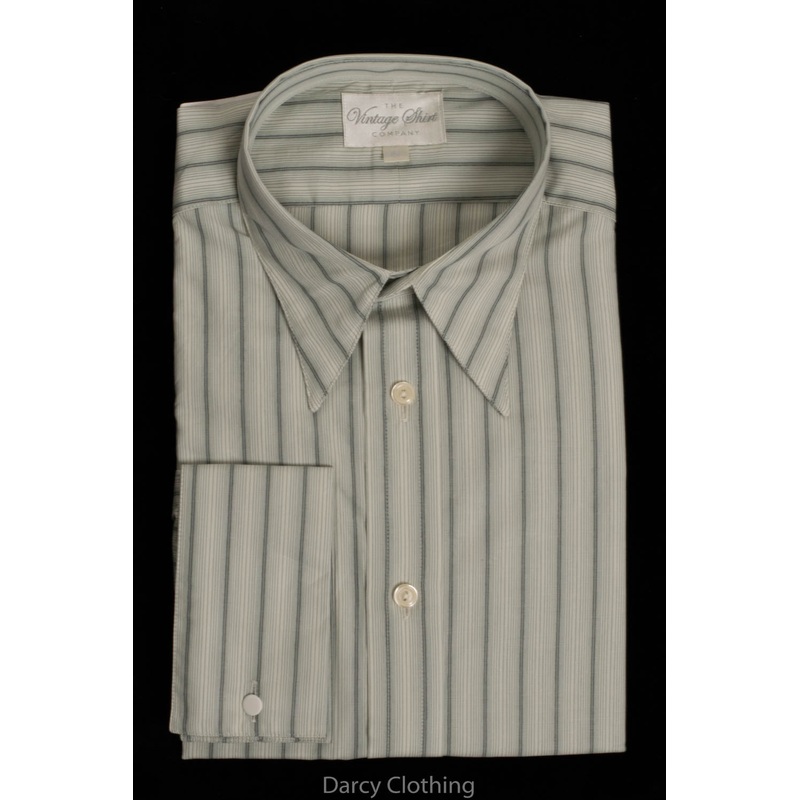 Replica Striped Fabric Spearpoint Collar Shirt | Permanent Stock (SH190R) - Colour 72 - Green Stripe