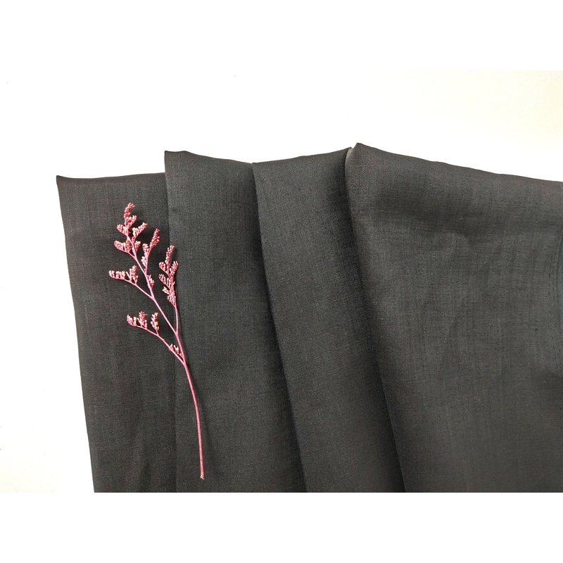 Ramie Polyester Black Sheer Fabric 68nm Light Weight 3898 2419 Black