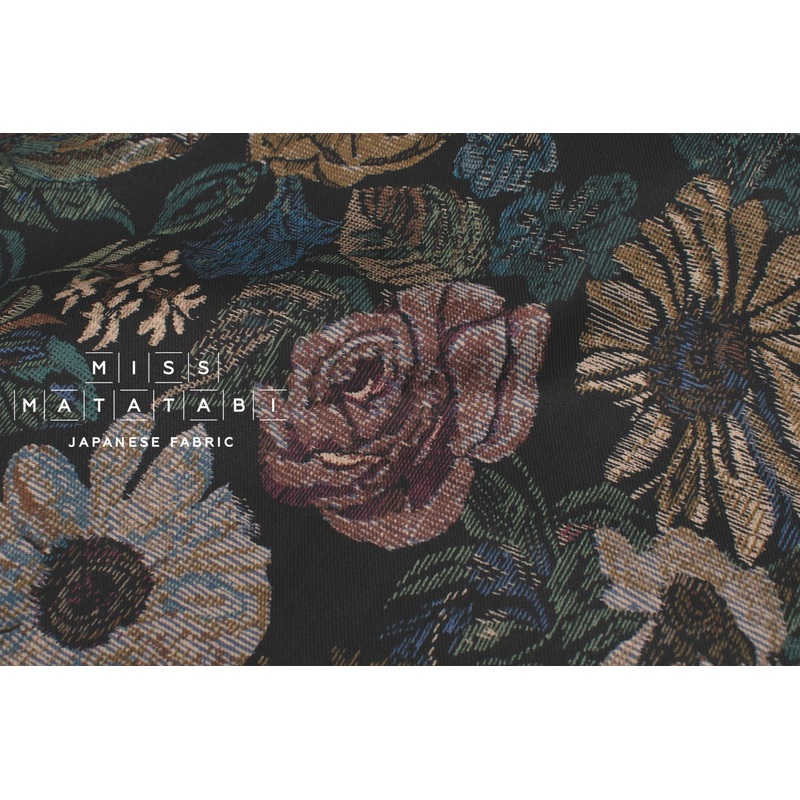 Vintage Floral Brushed Cotton - black