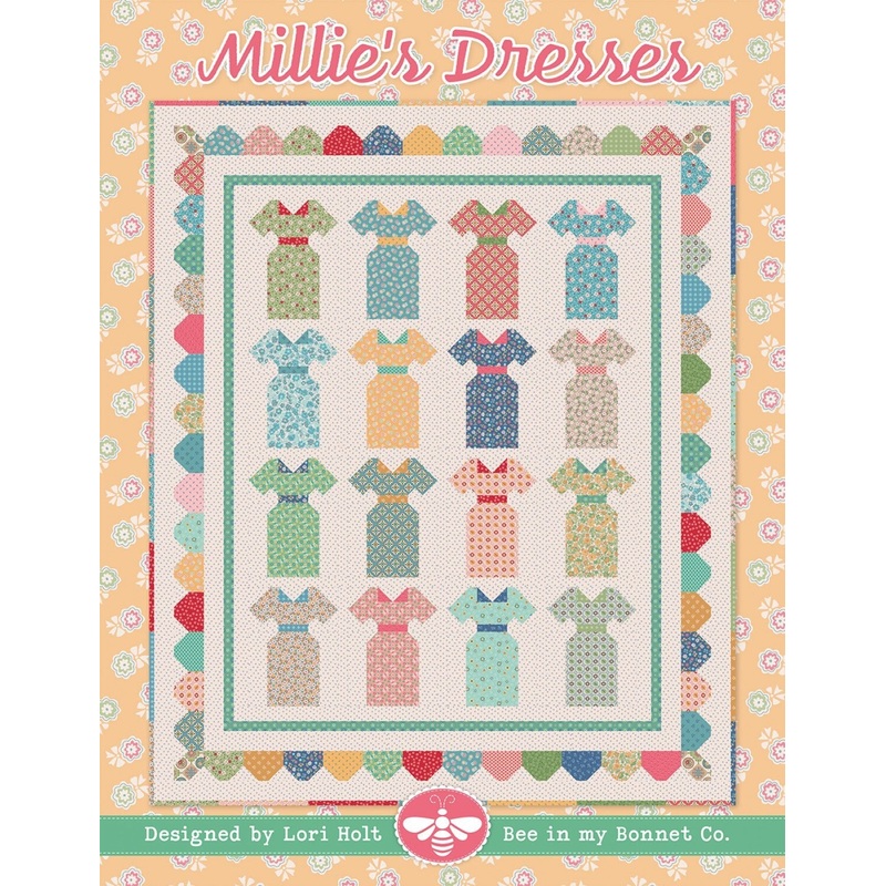 Millie's Dresses Quilt Pattern ISE-275, By Lori Holt of Bee in My Bonnet. Finished sizes: 58.5" x 70.5"