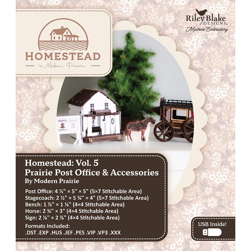 Riley Blake Designs Homestead Prairie Post Office 3D Machine Embroidery Kit ME207PH0526