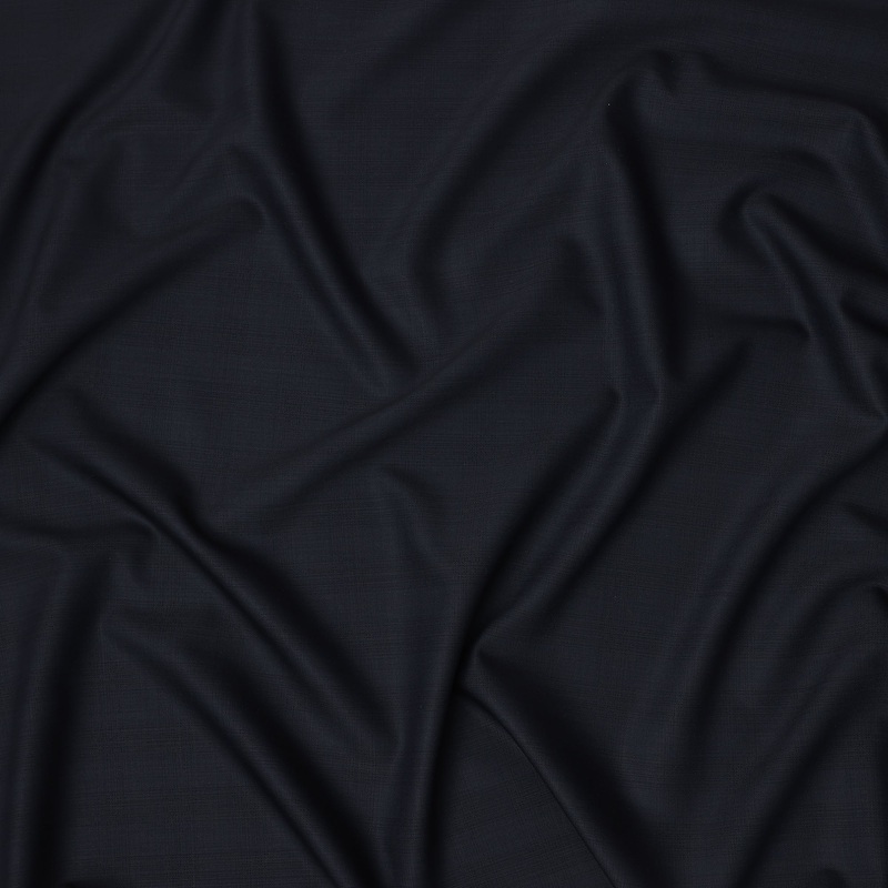 Dark Navy Subtle Check Italian Wool Suiting Fabric, 150 Cms, Italy-D25133