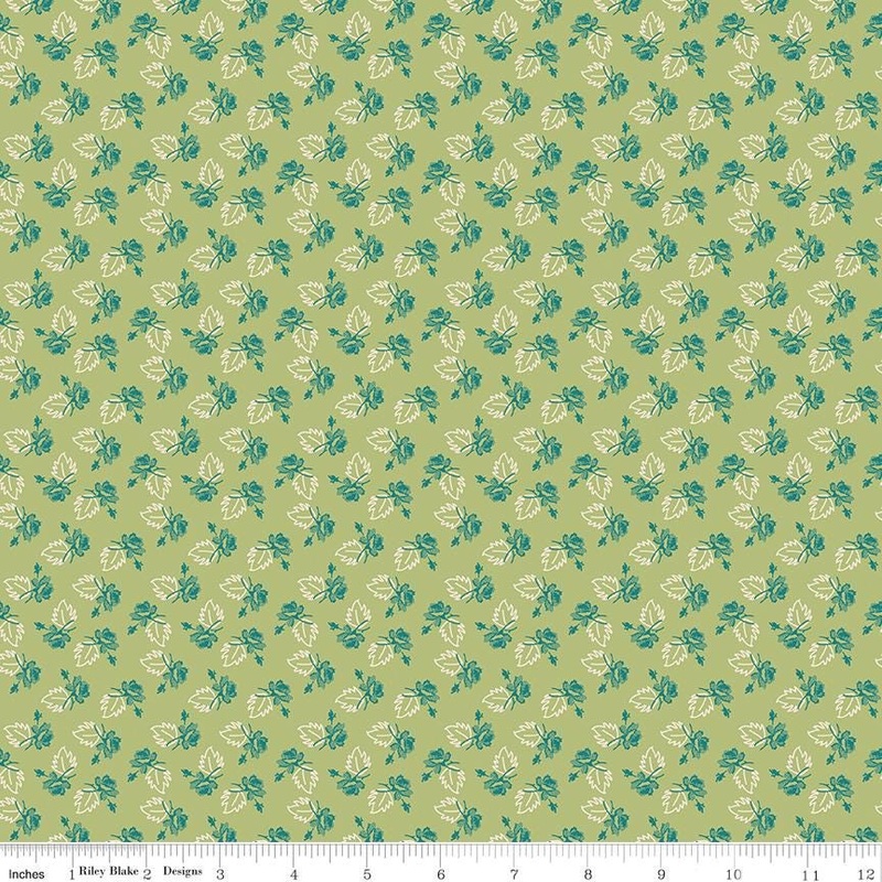 Piece and Plenty Lettuce Rose Yardage C15881-Lettuce by Lori Holt for Riley Blake Designs sold by 1/2 yard increments