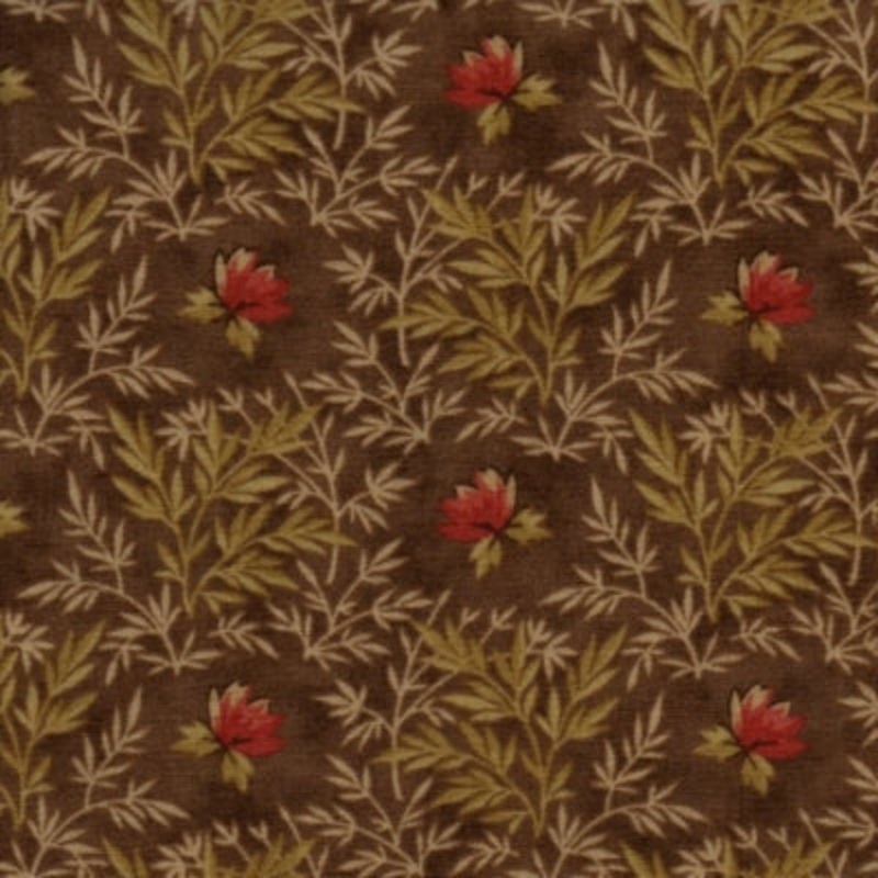 Sweet Cherry Wine Flowers and Leaves on Brown 2783 17