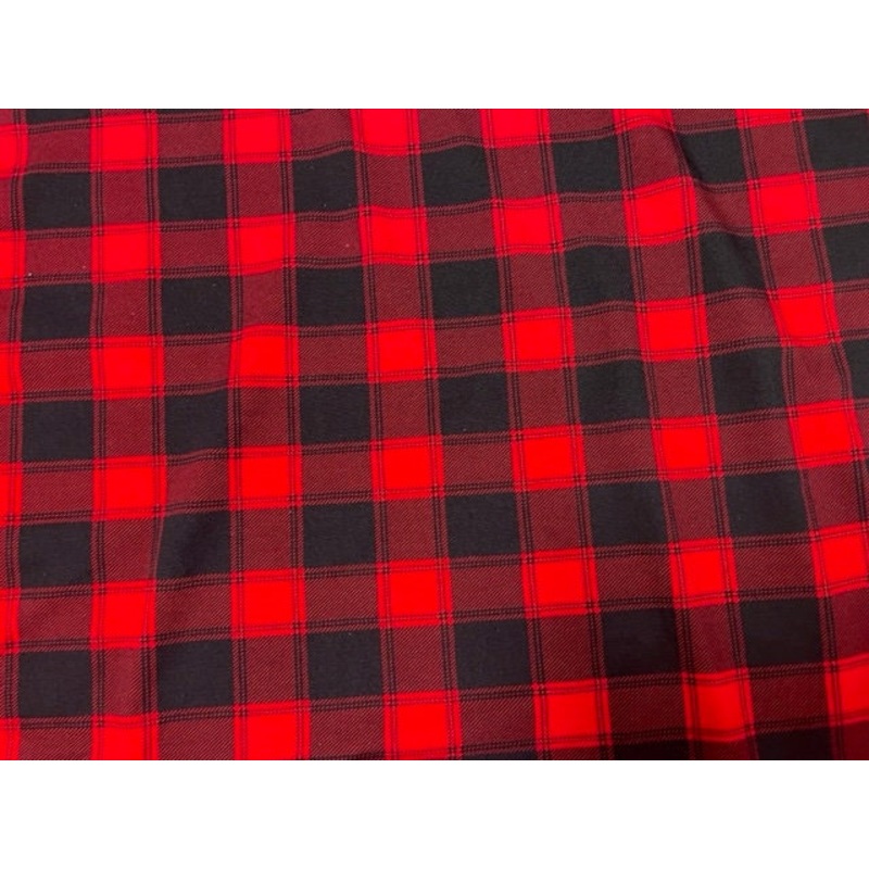 Black Red Holiday Plaid Cotton Spandex Print #53 230GSM Jersey Knit Stretch Exercise Apparel Fabric Photography 58"-60" Wide By The Yard