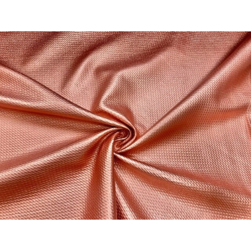 Shiny Rose Gold Pleather #217 Bullet Ribbed Scuba Techno Double Knit 2-Way Stretch Poly Spandex Apparel Fabric 58"-60" Wide By The Yard