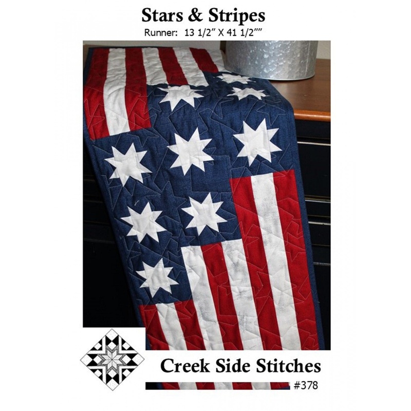 Stars and Stripes Table Runner Printed Pattern only CSS378 by Creek Side Stitches