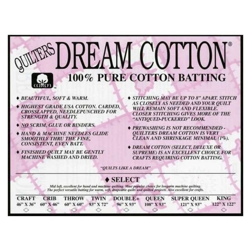 Quilters Dream Batting n4cb Crib Select Cotton