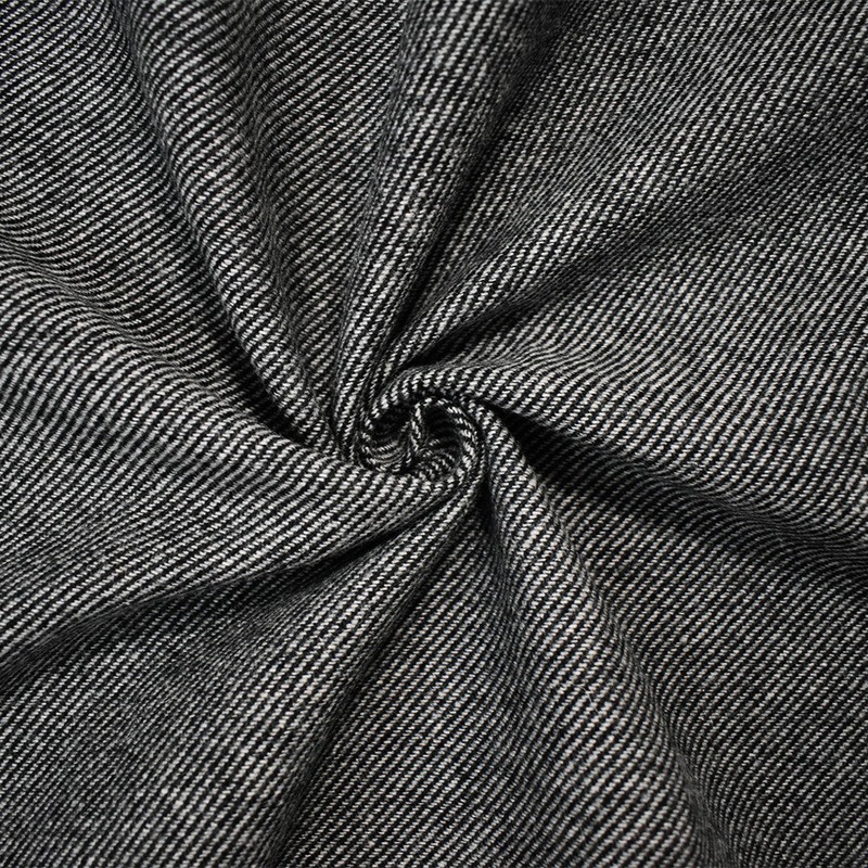 9 YD PC - Black-Gray Wool Blend Texture Twill Woven Jacketing Fabric