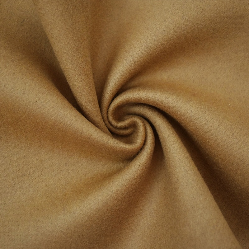 Cream Brown Melton Wool Solid Double Woven Coating Fabric