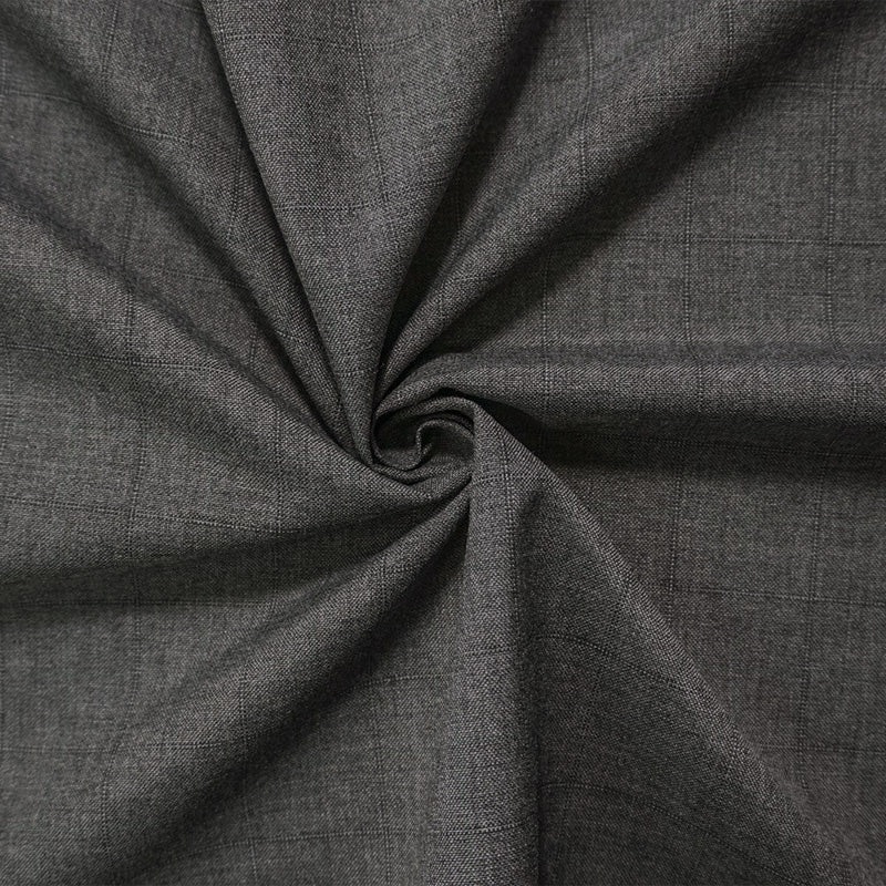 Gray-Green Poly Wool Check Woven Shirting Fabric