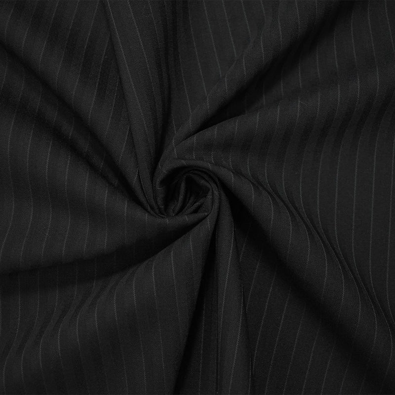 Black-Gray Tropical Wool Rayon Stripe Dobby Woven Shirting Fabric