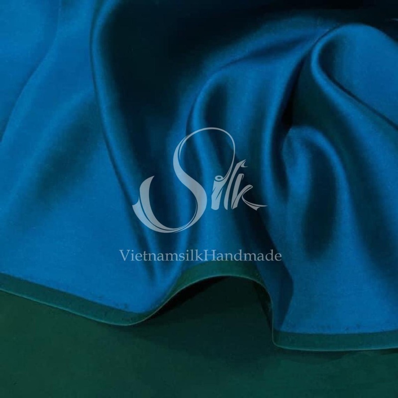 Peacock silk - PURE MULBERRY SILK fabric by the yard - Green Silk - Luxury silk fabric - Natural silk - Handmade in VietNam - Double-sided silk