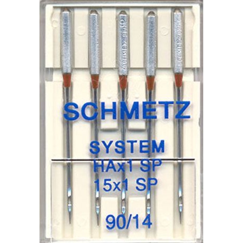Schmetz 5pk Size 90/14 Chrome-Plated Universal Sewing Machine Needles HAx1 SP 15x1