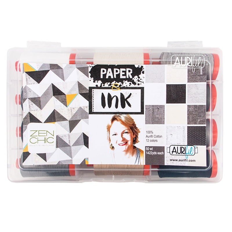 Aurifil Brigitte Heitland Paper and Ink Collection 12pk 50wt Cotton Spools Thread Kit BH50PI12