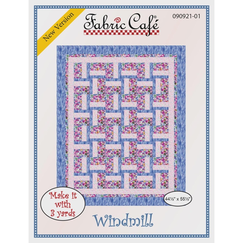 Windmill Quilt Pattern by Fabric Cafe Quilt Size 44.5" x 55.5" FC090921-01 Bin MP