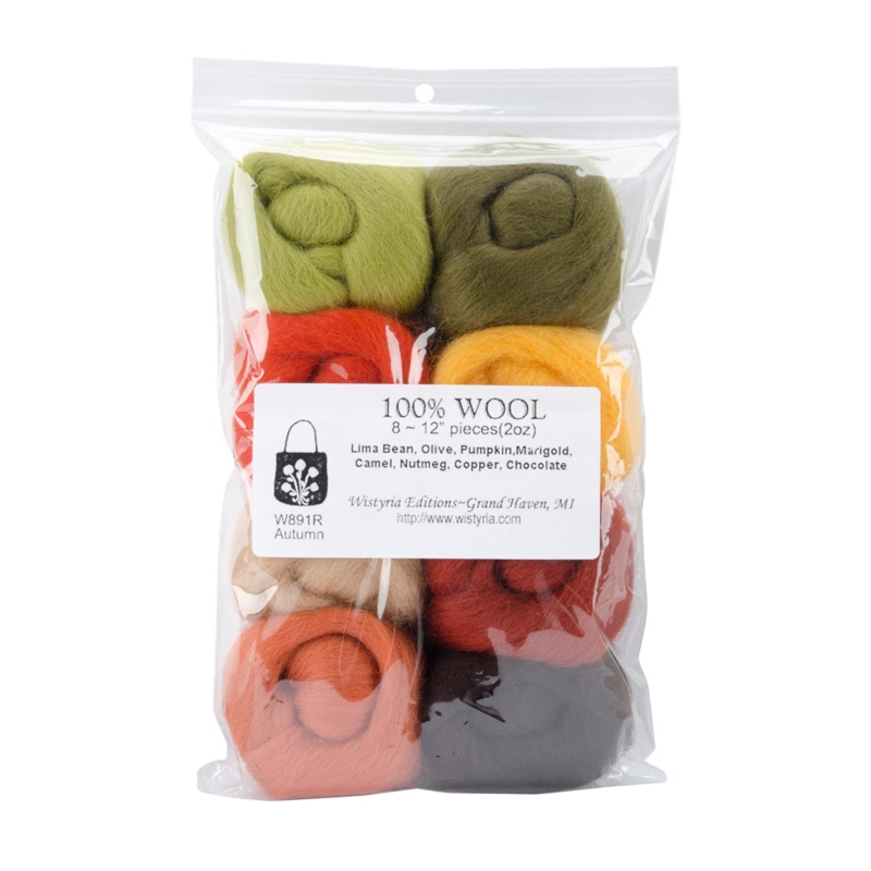 Wistyria Editions 8pk Autumn .25oz Wool Roving W891R