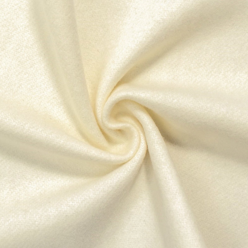 Ivory Poly Wool Solid Single Side Brushed Woven Jacketing Fabric