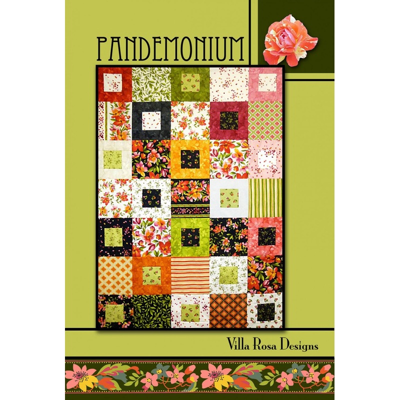 Pandemonium Quilt Pattern Card for Villa Rosa Designs finished size 48" x 67"