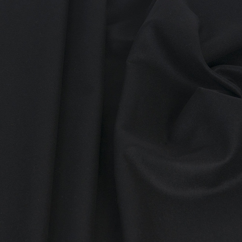 Black Melton Wool Fabric 647