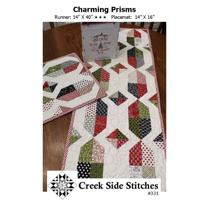 Charming Prisms Table Topper Printed Pattern only CSS331 by Creek Side Stitches, precut friendly
