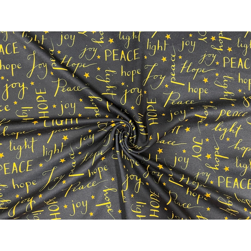 Peace Love Joy Hope DBP Print #317 Double Brushed Polyester Spandex Apparel Stretch Fabric 190 GSM 58"-60" Wide By The Yard
