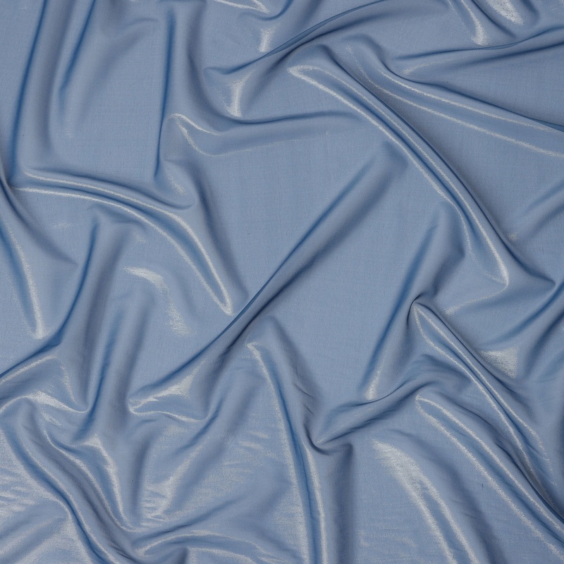 Steel Blue Silk Chiffon Fabric with Metallic Shine, 110 cm Wide-D21694