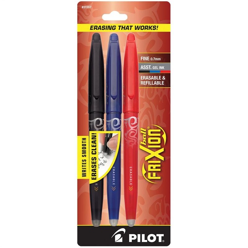 Pilot FriXion 3pk FX7C3001 Fine Point Erasable Gel Pens