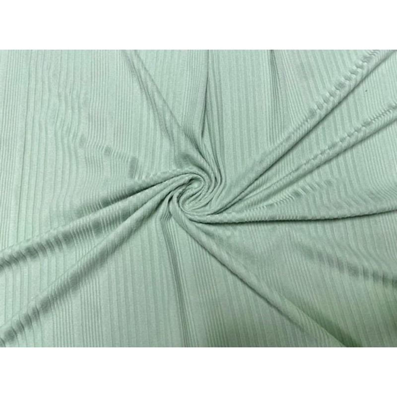 Sage Stripe DBP Brushed Rib Knit #51 Double Brushed Polyester Spandex Stretch 190GSM Apparel Fabric 58"-60" Wide By The Yard