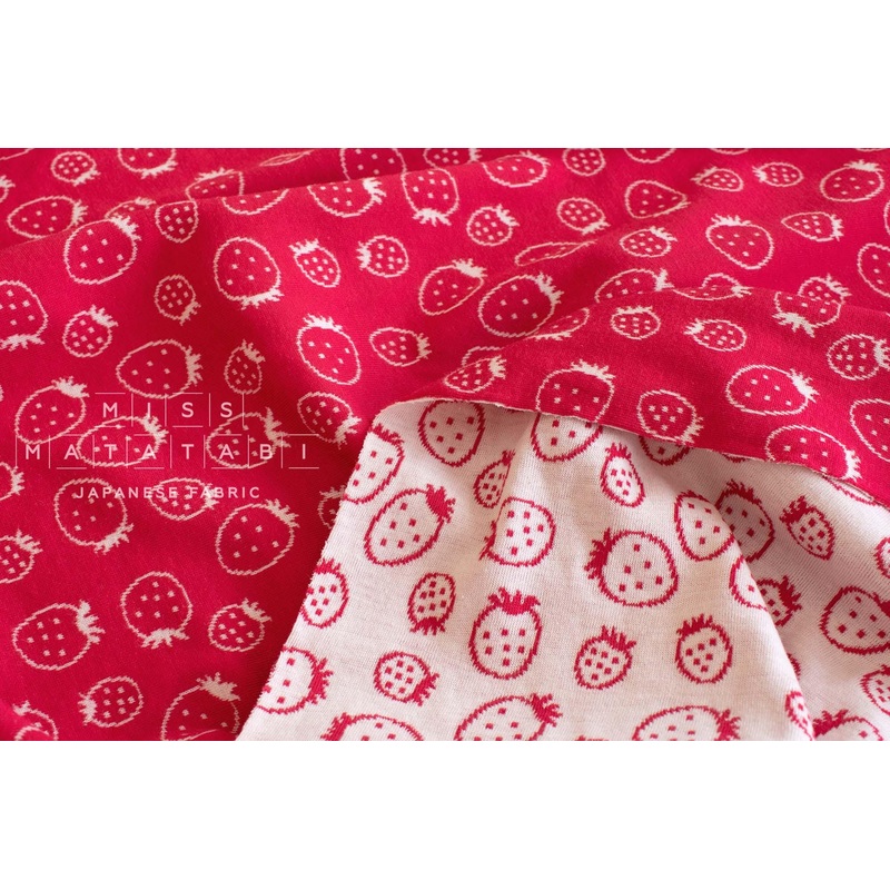 Strawberries Reversible Double Knit - red, cream