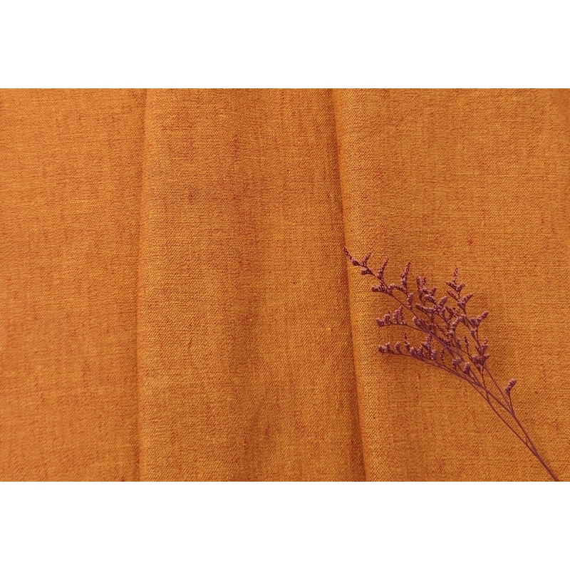 100% Linen Chambray Fabric in Heavyweight Orange Hue 7849 Orange