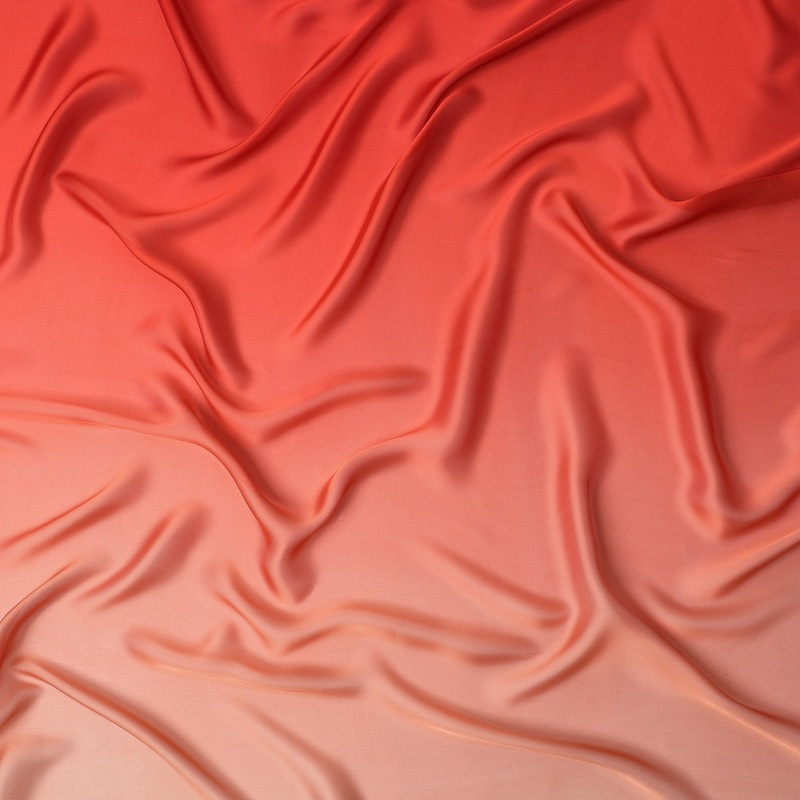 Coral and Peach Pure Plain Silk Chiffon Fabric 110 cm Width-D21747