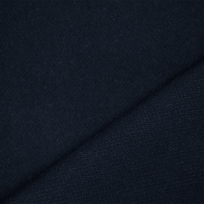 Deep Blue-Black Wool Polyester Blend Dobby Woven Jacketing Fabric