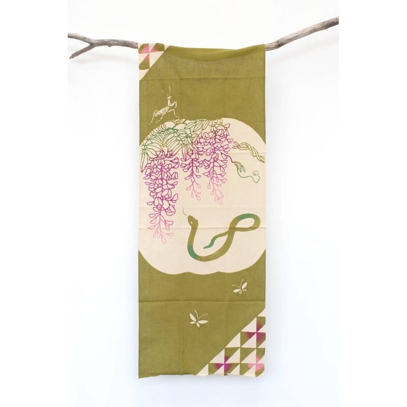 Shokunin Collection Hand-printed Chusen Japanese Tenugui Fabric - Year of the Snake 2025 - fuji to hebi 9