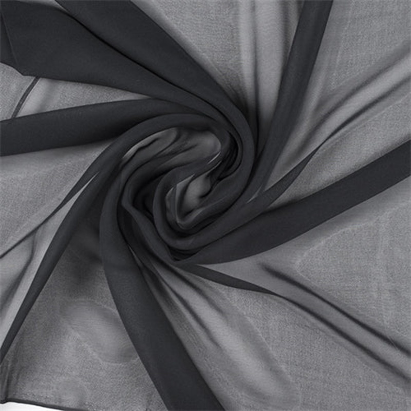 1 YD PC-Runway Silks Black Silk Chiffon Fabric - Reorderable