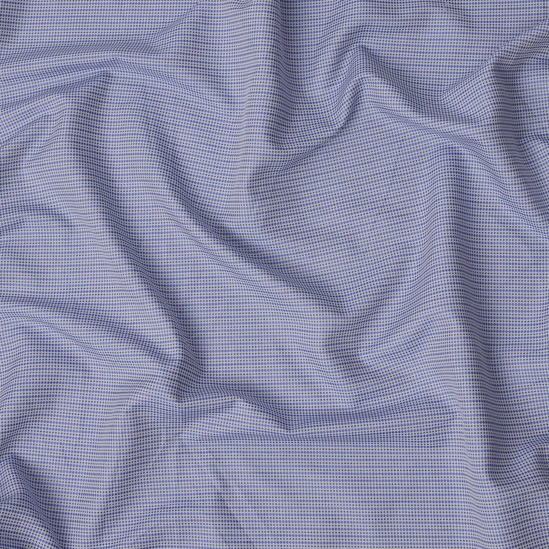 Blue and White Mini Check Cotton Blend Shirting Fabric, Width 140 Cms, Made in Japan-D22780
