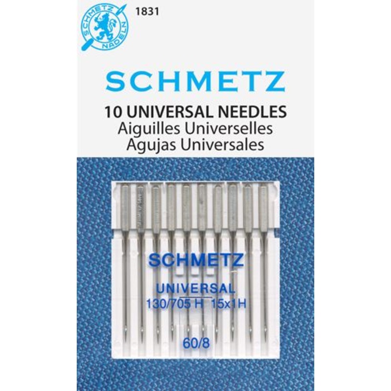Schmetz 10pk Size 60/8 Universal Sewing Machine Needles 1831 130/705H 15x1