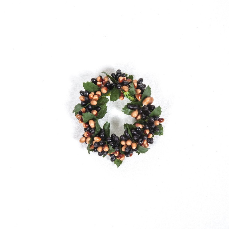 1.5" Rice Berry Candle Ring Black, Tan