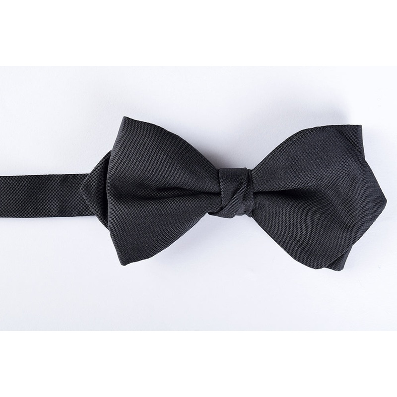 Black Silk Barathea Pointed End Bow Tie - Ready Tied (CR545BR)