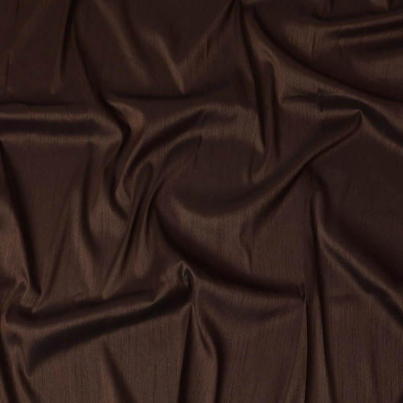 Chocolate brown plain synthetic raw silk fabric-D17309 (2.5 mtrs)
