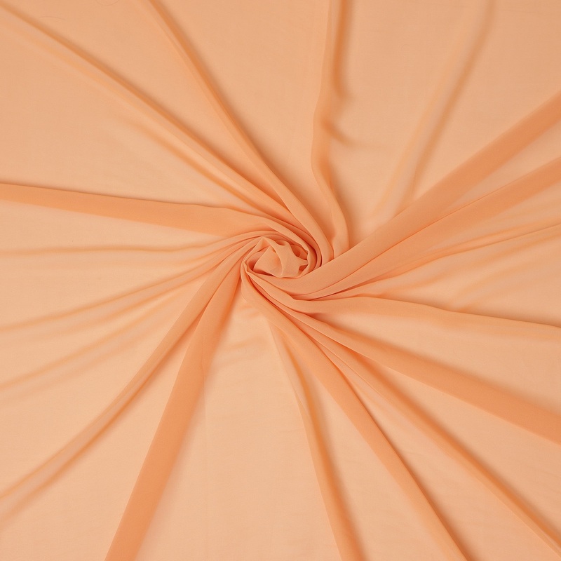 Peach Orange Plain Synthetic Polyester Chiffon Fabric 110 Cms Width Lightweight Soft Flowing Dress Material India-D28765