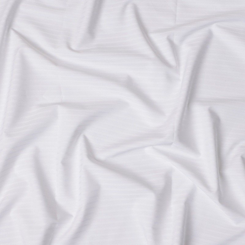 White Self-Stripe 100% Swiss Cotton Shirting Fabric, Subtle Textured Design, 150 cm Width, Made in Switzerland-D22874