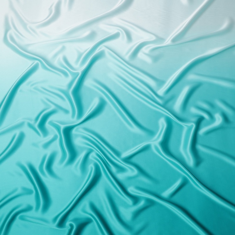 Aqua Ombre Pure Silk Satin Fabric, 110 Cms Width, South Korea-D25214