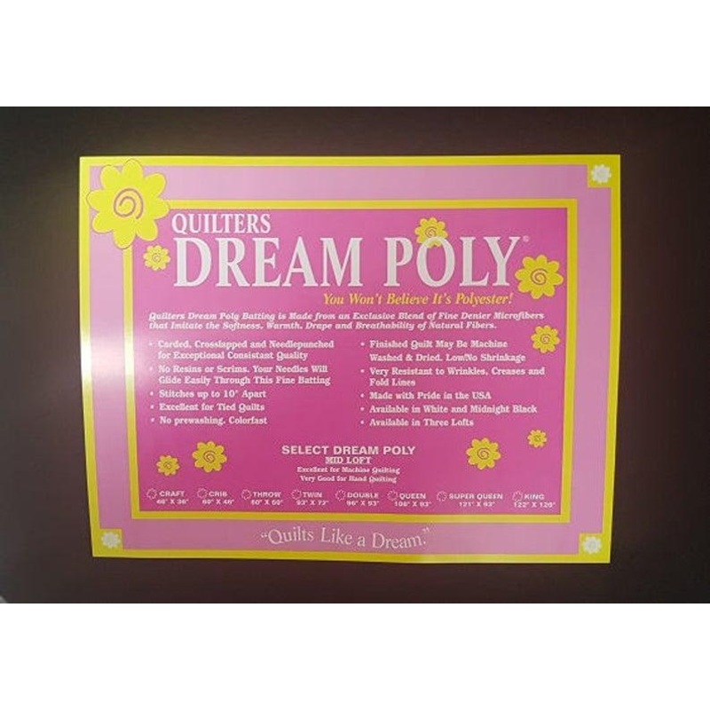 Quilter's Dream Midnight Black Poly Batting - Twin Size 93" x 72"
