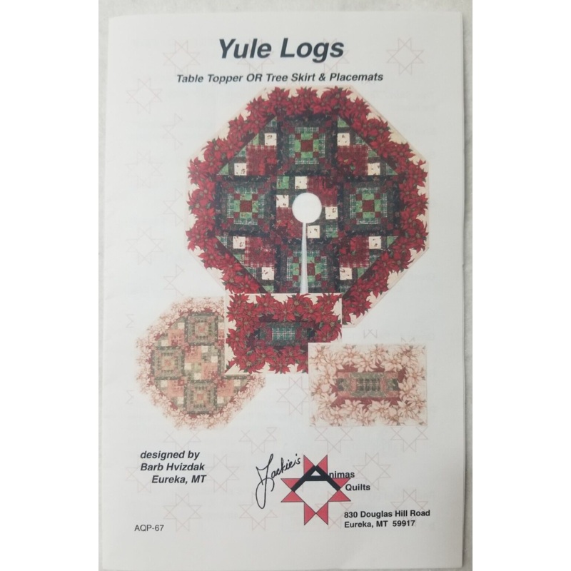 Yule Logs Table Topper or Tree Skirt & Placemats by Jackie's Animas Quilts