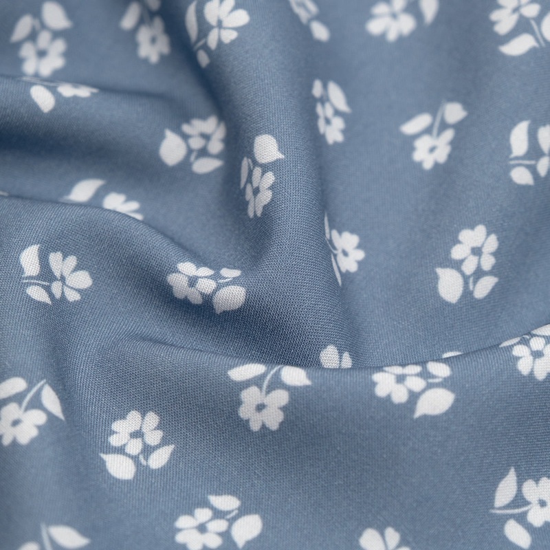 Perfect Posy Printed Viscose Challis - Bluestone