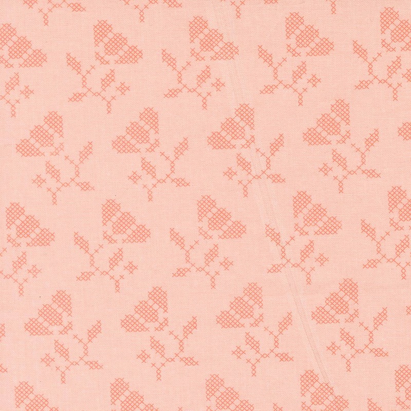 Sunbonnet Blooming Stitches Pink Yardage 31764-15 By My Sew Quilty Life For Moda Fabrics Sold In 1/2 Yard Increments Cut Continuously