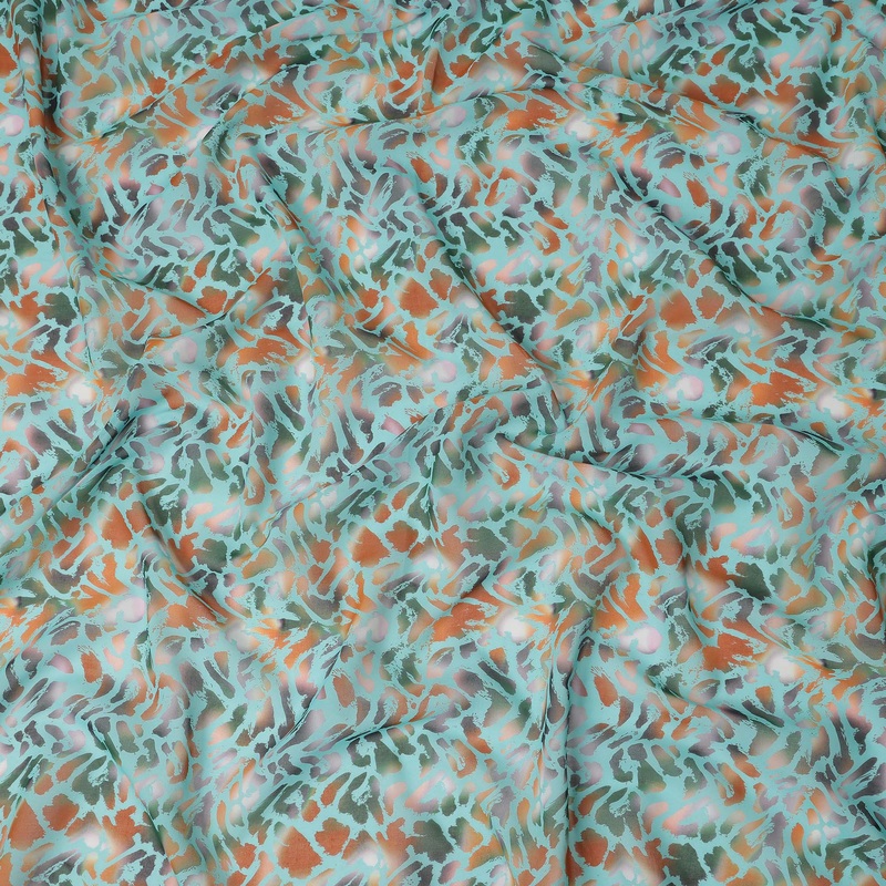 Teal Multicolor Abstract Printed Cotton Voile Fabric Soft Lightweight Breathable Dressmaking Craft Fabric 150 Cms Width Indian Origin-D28620